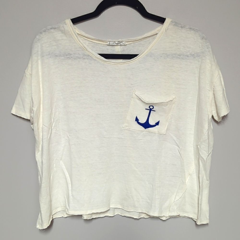 Tulip B White Short Sleeve Cropped Shirt